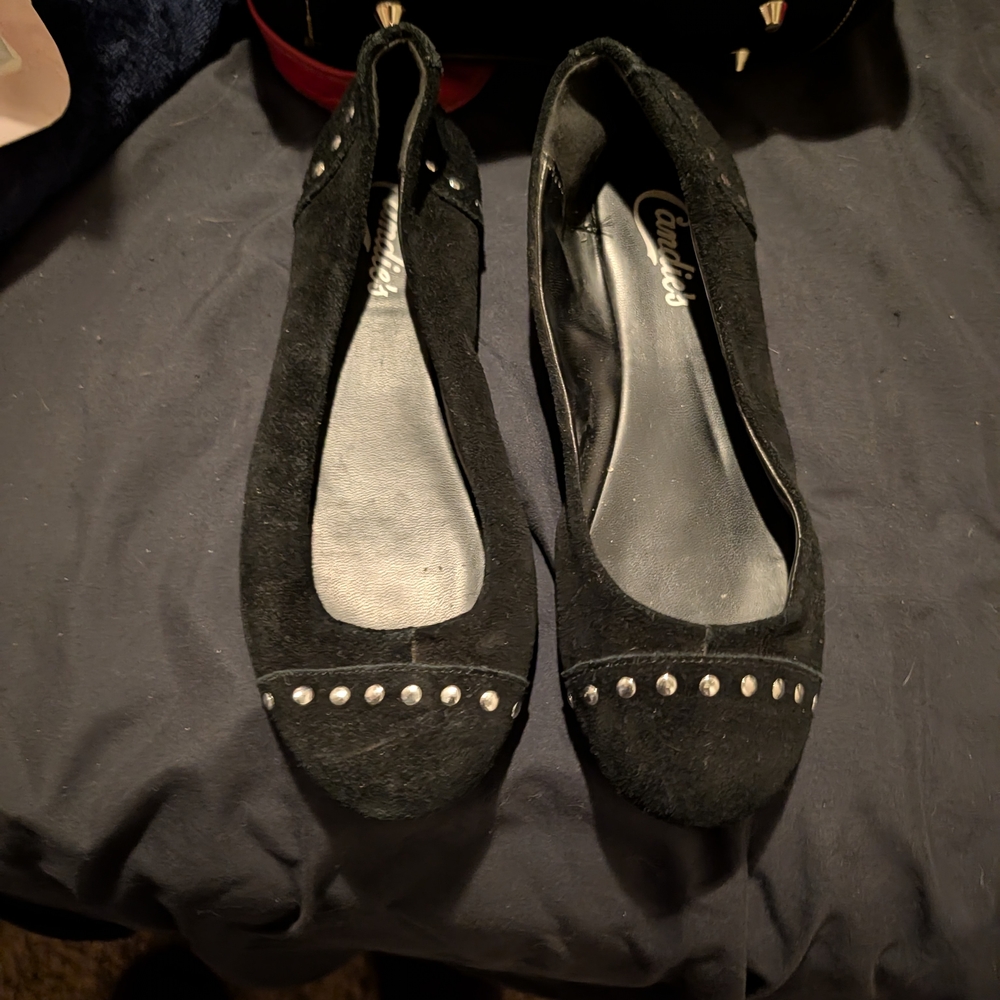 Candie's Black Flats with Silver Accents